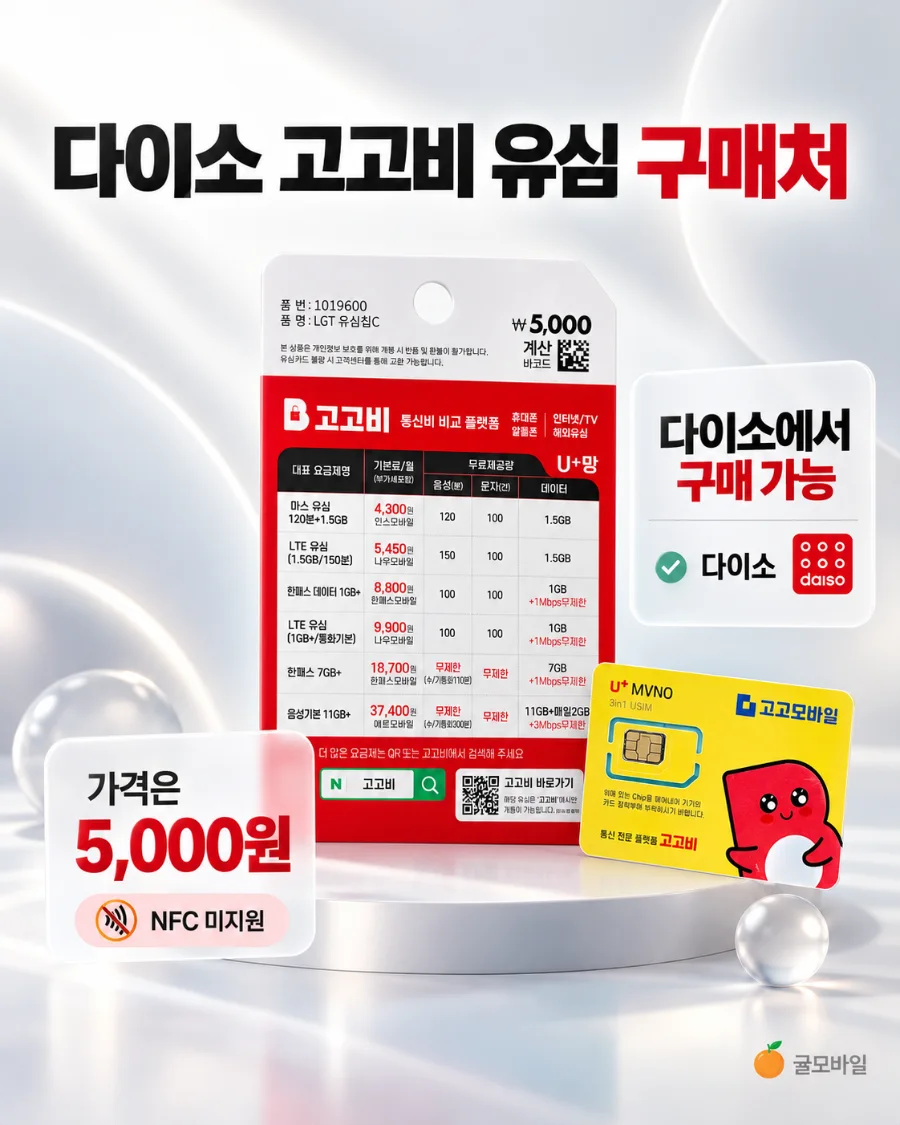 다이소 고고비 유심 이미지